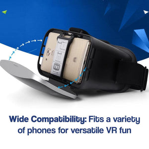 Interactive VR headset for kids compatible with various smartphones for immersive virtual reality fun.