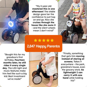 Tiny Biker Anti-Tip Light toy motorcycle for toddlers with LED light and silent EVA wheels