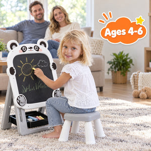Foldable Double-Sided Kids Art Easel with Stool