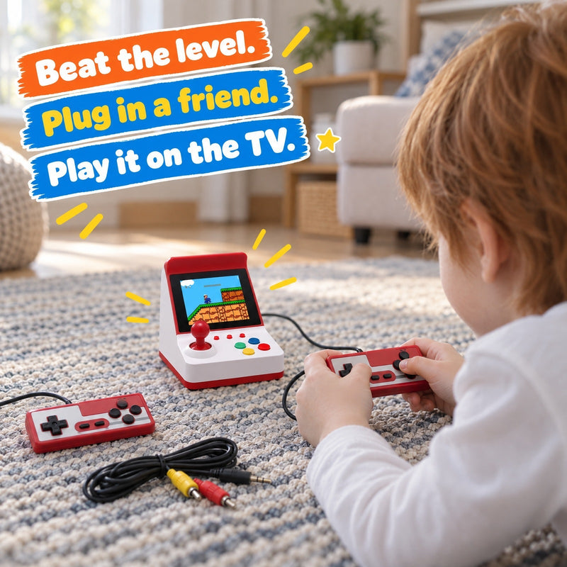 Mini Arcade Retro Game Console with Two Controllers