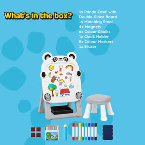 Foldable Double-Sided Kids Art Easel with Stool