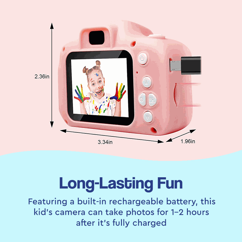 LittleLens Kids Camera pink kid-friendly rechargeable camera with 2-inch screen and memory card slot