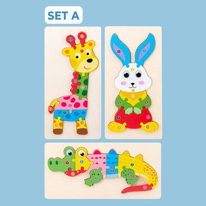 Montessori 3D Animal Shaped Puzzle (Set of 3)