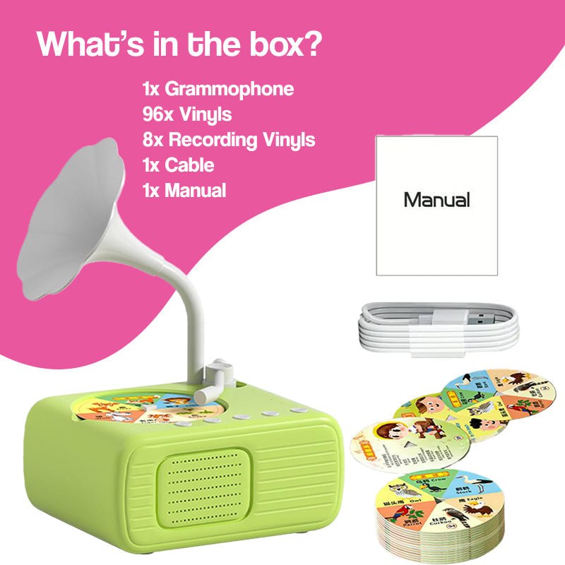 Smart Mini Phonograph with 96 Vinyls + Bluetooth