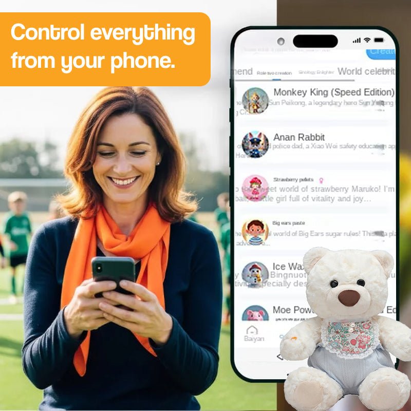 Mama & Papa Bear AI powered plushie with mobile app control for interactive storytelling and child-safe play