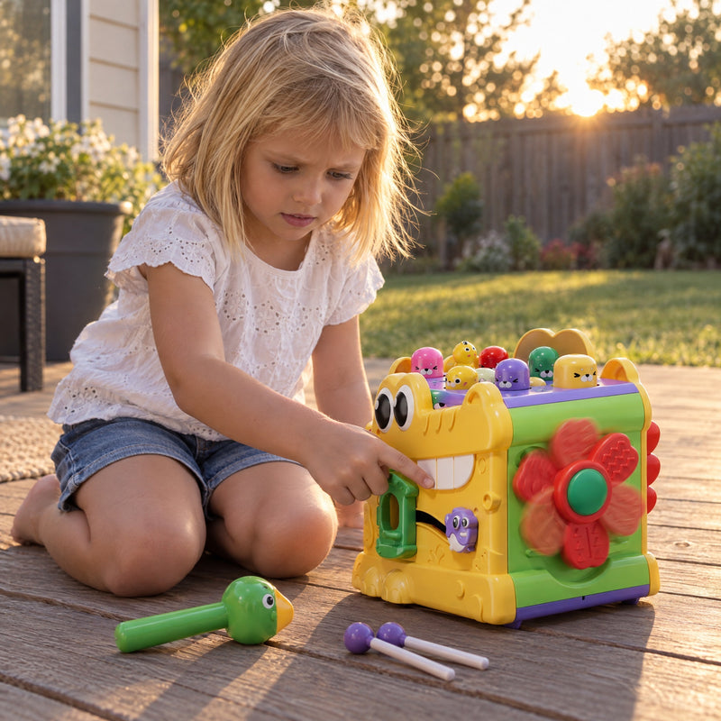 Whack-a-Mole Activity Cube with Xylophone