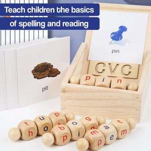 Wooden Rotation CVC Block Letters Teaching Toy