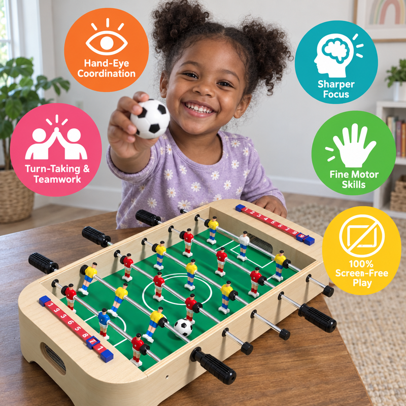 4-in-1 Wooden Tabletop Foosball Game Set – educational toy