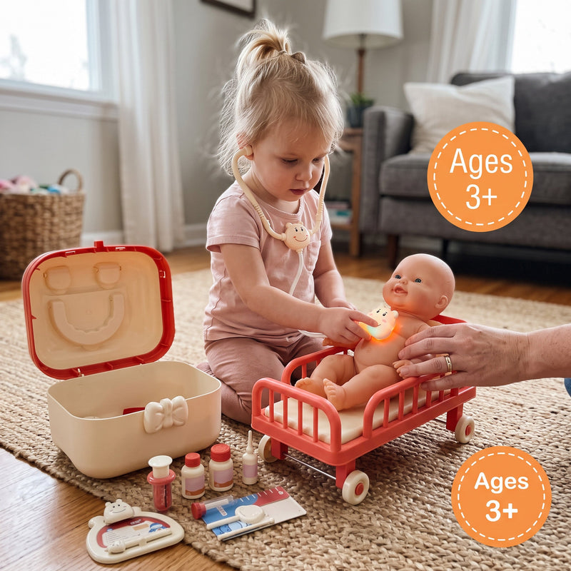 Little Doctor Play Kit with Hippo Carry Case in pink