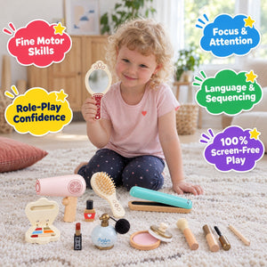 Wooden Pretend Play Makeup Set – for kids ages 3+