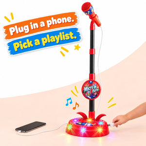 Kids Light-Up Karaoke Microphone with Adjustable Stand