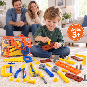 Kids Pretend Play Tool Set with Carry Bag – DIY craft activity