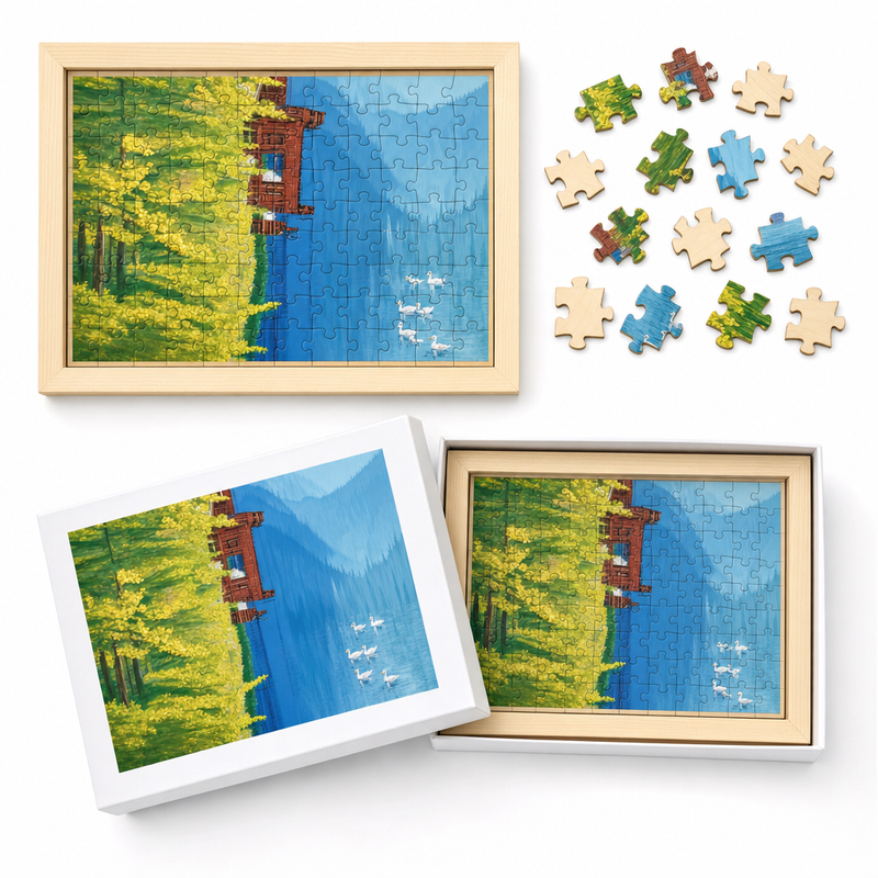 Custom Photo Wooden Puzzle 6*4 with Solid Wood Frame – DIY craft activity