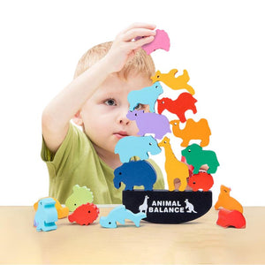 Wooden Animal Balancing Block Game